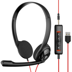 NUBWO HW02 USB Computer Headset with Clear Chat Microphone, Lightweight On-Ear Wired Headset for MS Teams, Skype, Webinars, Call