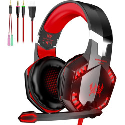 VersionTECH. G2000 Gaming Headset, Bass Surround Gaming Headphones with Noise Cancelling Mic, LED Lights, Soft Memory Earmuffs f