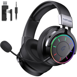 COOLV 2.4GHz Wireless Gaming Headset for PS5, PC, PS4 - RGB Light Gaming Headset, 60 HR Battery, 7.1 Surround Sound, Bluetooth 5