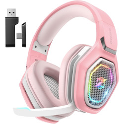 Ozeino 2.4GHz Gaming Headset Wireless with Flip Mic for Ps5, Ps4, PC, Gaming Headphones with USB-A & USB-C Transmitter, 40Hr Bat