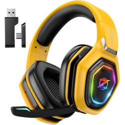 Ozeino Wireless Gaming Headsets for PC, Ps5, Ps4 - Lossless Audio USB-A & USB-C Gaming Headphones with Flip Mic, 30-Hr Battery B