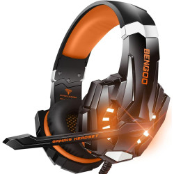 BENGOO G9000 Stereo Gaming Headset for PS4, PC, Xbox One Controller, Noise Cancelling Over Ear Headphones with Mic, LED Light, B