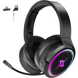 2.4G Wireless Gaming Headset for PC, PS4, PS5, Mac,Mobile- Rotatable & Foldable Bluetooth V5.3 Headphone-20h Battery & RGB Light