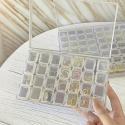 Bead Organizer Box with 28 Grids, Clear Jewelry Storage Containers - Transparent Earring & Ring Display Case, Plastic Craft Storage Container for Bracelet Making, DIY Nail, Jewelry and Earrings