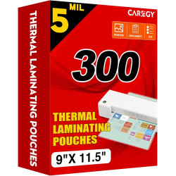 CAREGY 300 Pack Laminating Sheets, Holds 8.5 x 11 Inch Sheets,5 Mil Thermal Laminating Pouches,9 x 11.5 Inches Lamination Sheet Paper for Laminator, Clear, Letter Size, Office and School Supplies