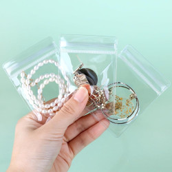 50 PCS PVC Clear Jewelry Organizer, Anti Oxidation Zipper Bag for Packaging Jewelry Rings Earrings, Transparent Poly Pouch for Cookie Candies Snacks Seeds Biscuits Soap Beads Powder, Medium