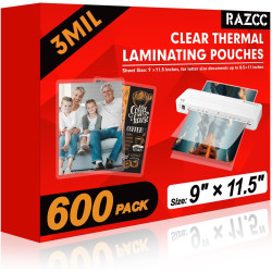 Laminating Sheets, 600 Pack Clear Thermal Laminating Plastic Paper Laminator Sheets, 9 x 11.5-Inch, 3mil, Ideal Office or School Supplies