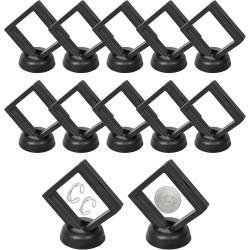 10 Pcs 3D Floating Display Case, Jewelry Display Case, Coin Holder Challenge Coin Display Stand, Protective Frame for Fossils and Rocks, 2.8x2.8x0.8 Inches