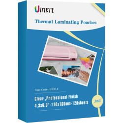 Uinkit 120Pack Thermal Laminating Pouches 3mil Laminating Sheets 4.3x6.3 inches for Sealed 4x6 Photo Card Documents, Glossy Clear Laminator Pouch Rounded Corner