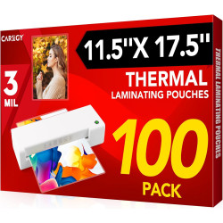 CAREGY 100 Pack Laminating Sheets, Hold 11 x 17 Inch Sheet, 3 Mil Clear Thermal Laminating Pouches 11.5 x 17.5 Inch Lamination Sheet Paper for Laminator, Round Corner