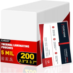 CAREGY 200 Count Thermal Laminating Pouches,5Mil,Hold 2 x 3.5 inch Business Card Laminate Pouches for Laminator, Clear Lamination Paper Protection 2.3 x 3.7 inch, Round Corner, Home & Office