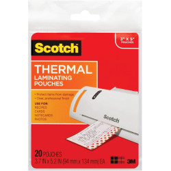 Scotch Thermal Laminating Pouches Premium Quality, 5 Mil Thick for Extra Protection, 20 Pack Photo Size Laminating Sheets, Our Most Durable Lamination Pouch, 3.7 x 5.2 inches, Clear (TP5902-20)