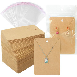 Earring Cards Necklace Display Cards with Bags,150 Earring Display Cards, 150 Pcs Self-Seal Bags, Kraft Paper Tags for DIY Ear Studs(Brown)