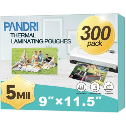 Laminating Sheets, PANDRI 300 Pack Thermal Laminator Pouches Holds 8.5 x 11 Inch, 5 Mil Clear Laminator Paper 9 x 11.5 Inch, Letter Size