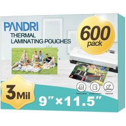 Laminating Sheets, PANDRI 600 Pack Thermal Laminator Pouches Holds 8.5 x 11 Inch, 3 Mil Clear Laminator Paper 9 x 11.5 Inch, Letter Size