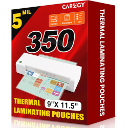 CAREGY Thermal Laminating Pouches,350 Pack Laminating Sheets, 5 Mil, 9 x 11.5 Inches Lamination Sheet Paper for Laminator, Round Corner Letter Size, Office and School Supplies