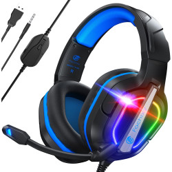 Fachixy FC200 Gaming Headset for PS4, PS5, PC, Xbox, Switch, Headset with RGB Light, Noise Cancelling Headphones with 3.5mm Jack