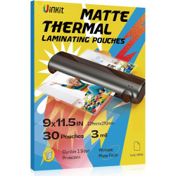 Uinkit Matte Thermal Laminating Sheets, 9 x 11.5 Inches 3 Mil Clear Anti-Glare with Matte Finish 30 Pack Fitted for Letter Size Laminating Pouches 8.5 x 11 inches