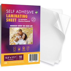 Self Adhesive Laminating Sheets 12.3x17.1 inch, 10 Pack, 4mil Thickness, No Heat, No Machine Laminating Sheets Self Sealing by HA SHI