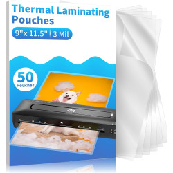 Clear Thermal Laminating Pouches – 9 x 11.5 Inch, 3 mil Thick (50 Pack) – Professional-Grade Lamination Sheets for Documents, Photos & Crafts – Fits 8.5 x 11 Letter Size Paper - [3mil 50 Packs]