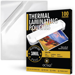 Thermal Laminating Sheets 3 Mil – Holds 8.5 x 11 Inch Documents, 9 x 11.5 Inch, Pack of 100 Lamination Pouches with Round Corners, Clear Glossy Thermal Laminating Paper
