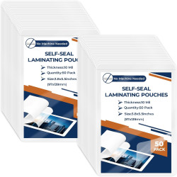 50 Pack 10 Mil 3"x5" Self Sealing Laminating Pouches Self Adhesive Lamination Pouches Clear Laminate Sheets for Photos Index Cards Office School(No Heat Laminating Sheets & No Laminator Machine Need)