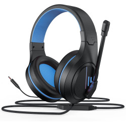 Anivia MH601 Blue Headphones with Microphone Wired Headset with Active Noise Canceling Microphone, 3.5mm Audio Jack Stereo Headp