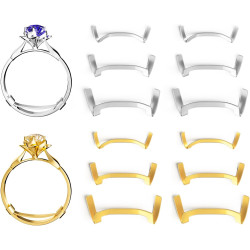 ELETIUO Filled Metal Ring Guard Set for Loose Rings, 12 Pack 3 Sizes for Different Band Widths, Invisible Ring Adjuster Tightener Spacer Fitter, Golden+Silver Color