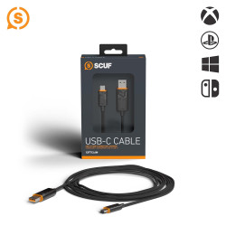 SCUF Braided USB-C Cable - Black 6 feet / 2 Meters USB Type C Connection and Charging for Xbox Controllers, PS5 Controllers, and