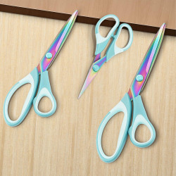 3Pcs Razor-sharp Tailor Scissors, Titanium Blades Shears Rubber Soft Grip Handle, Multi-Purpose Fabric Scissors for Adults, Office, Sewing, School（blue）