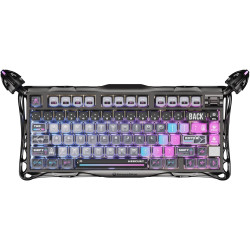 GravaStar Mercury K1 Pro Wireless Mechanical Gaming Keyboard, 75% Layout RGB Custom Keyboard, Electroplated Glossy Frame, Hot-Swappable Linear Switches – Cyberpunk Edition