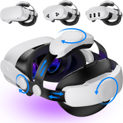 Kawaye for Meta Quest 3S/Quest 2/Quest 3 Head Strap, Double Knobs Adjustable Elite Strap Replacement,VR Headset Strap with Two Large Support Pad Enhanced Support, Reduce Pressure-MQ2000
