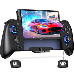 Gammeefy Switch Controllers Compatible with Nintendo Switch/Switch OLED, One-Piece Joypad Controller Replacement for Switch Pro Controller with 9 Lights Color, Turbo, Macro, KeyLinker APP