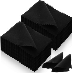 Tatuo 200 Pieces Jewelry Polishing Cloth 2.36 x 3.15 Inch Double-Sided Polishing Cloths Silver Glasses Cleaning Tools for Gold Silver and Platinum Jewelry Watch Coins Glasses(Black)