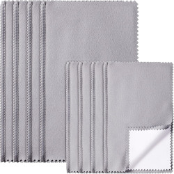 Breling 8 Pieces Large Jewelry Polishing Cloth Set Cleaning Cloths Silver Polishing Cleaning for Gold Silver Platinum Jewelry Coins Watches Silverware, 11 x 14 Inch and 6 x 8 Inch (Grey)
