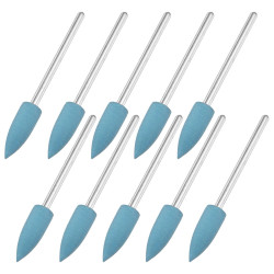 10-Pack Polishing Bit Buffing Wheel, 0.23 Inch(6mm) Dia Silicone Pointed Polishing Kit Sanding Bits for Jewelry/Bone Products/Jade Carvings, Rotary Tool 2000 Grits [Blue]