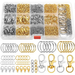 PAXCOO 990PCS Keychain Making Kit, Keychain Craft Supplies Including Key Chain Hooks, Lobster Clasps, Key Rings and Jump Rings for Key Chain Making and Jewelry Making