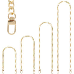 4 Pieces Different Sizes Iron Replacement Flat Chains Iron, Metal Chain Strap for DIY Purse Handbag Shoulder Crossbody Bag Clutch (15.4 Inch, 23.6 Inch, 31. 4 Inch, 47.2 Inch) Gold