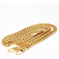 WEICHUAN 47"/120cm Gold Iron Flat Chain for Handbag Shoulder Bag Crossbody Bag Purse Chain Strap Replacement, with Metal Buckles- 6 OZ in Weight (Gold)