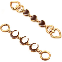 2Pcs Bag Extender Chain Heart Moon Purse Strap Extenders for Handbags Purse Extender Chain Gold Chain Purse Strap Replacement Brown Purse Accessories Bag Charms for Handbags Purse Making Supplies