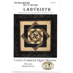 Calico Carriage Quilt Designs Labyrinth Quilt Pattern, No Diamonds or 'Y' Seams, 4 Size Options: 58" x 58" (Lap), 70" x 110" (Twin), 90" x 110" (Queen), 118" x 118" (King), Multi-Color