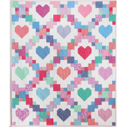 Heartsy Quilt Pattern, 12" Finished Blocks, Fat Quarter Friendly, Finish Quilt Size: 5 Options from Crib to King, by Cluck Cluck Sew