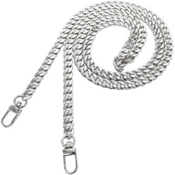 Model Worker DIY Iron Flat Chain Strap Handbag Chains Purse Chain Straps Shoulder Cross Body Replacement Straps with Metal Buckles (47", Silver)