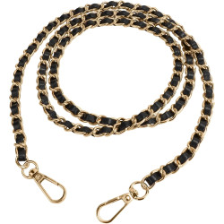 U+U Metal Chain Strap, 47" Purse Straps Replacement, DIY Purse Chain Accessories, Crossbody Bag and Handbag Strap with Metal Buckles (Black & Gold)