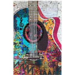 Guitar Quilt Collage Pattern by Laura Heine