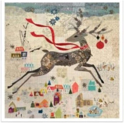 Moda Fabric Peppermint The Deer Collage Quilt Pattern by Laura Heine of Fiberworks - 35in x 35in, Green