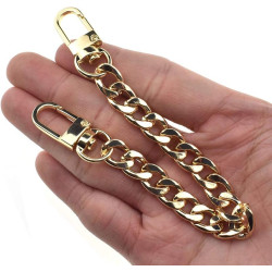 HAHIYO Purse Chain Strap 7.9 inches SPOT-ON Gold for Shoulder Cross Body Sling Purse Handbag Clutch Replacement Comfortable Flat 0.4' Wide Enough 2.4mm Extra Thick Metal 1 Pack