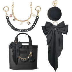 4PCS Tote Bag Decor Kit, Decorative Bow & Pom Pom Accessories, Compatible with YETI Camino 20/35/50 Carryall, Bogg Beach Tote Bags