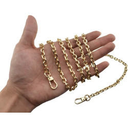 HAHIYO Mini Pochette Purse Chain Strap Thin Wide 6mm for LV Length 47.2 inches Thick 2mm Shiny Gold for Shoulder Cross Body Sling Handbag Wallet Clutch Comfortable Flat Metal Strap 1 Pack