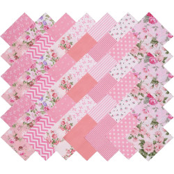 Pink Charm Packs for Quilting 5 inch - 5x5 Charm Squares Precut Quilting Fabric - 100% Cotton Fabric Squares for Sewing DIY Patchwork (42Pcs)